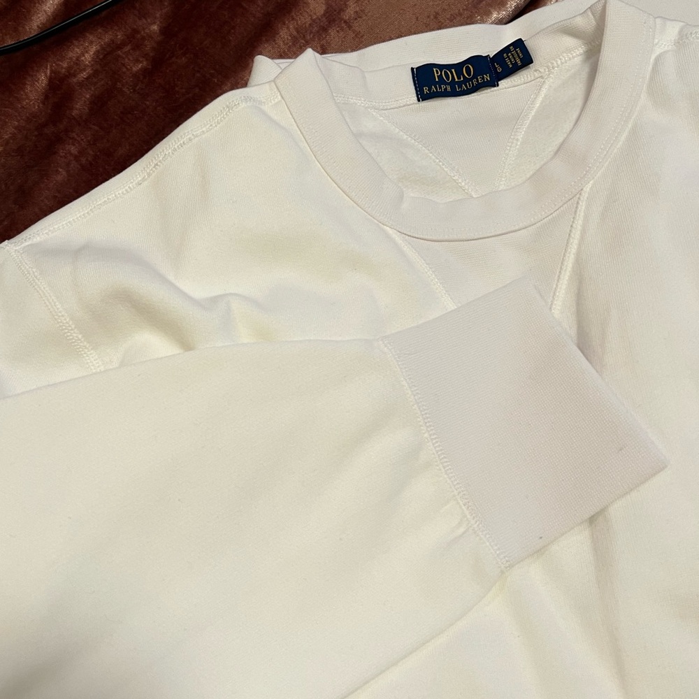 Polo Ralph Lauren Fleece Crewneck Pullover White L - Picture 8 of 8